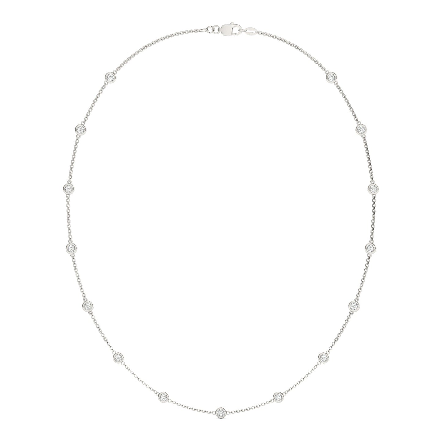1.50 CTW DEW Round Moissanite Fifteen-Stone Station Necklace in Sterling Silver