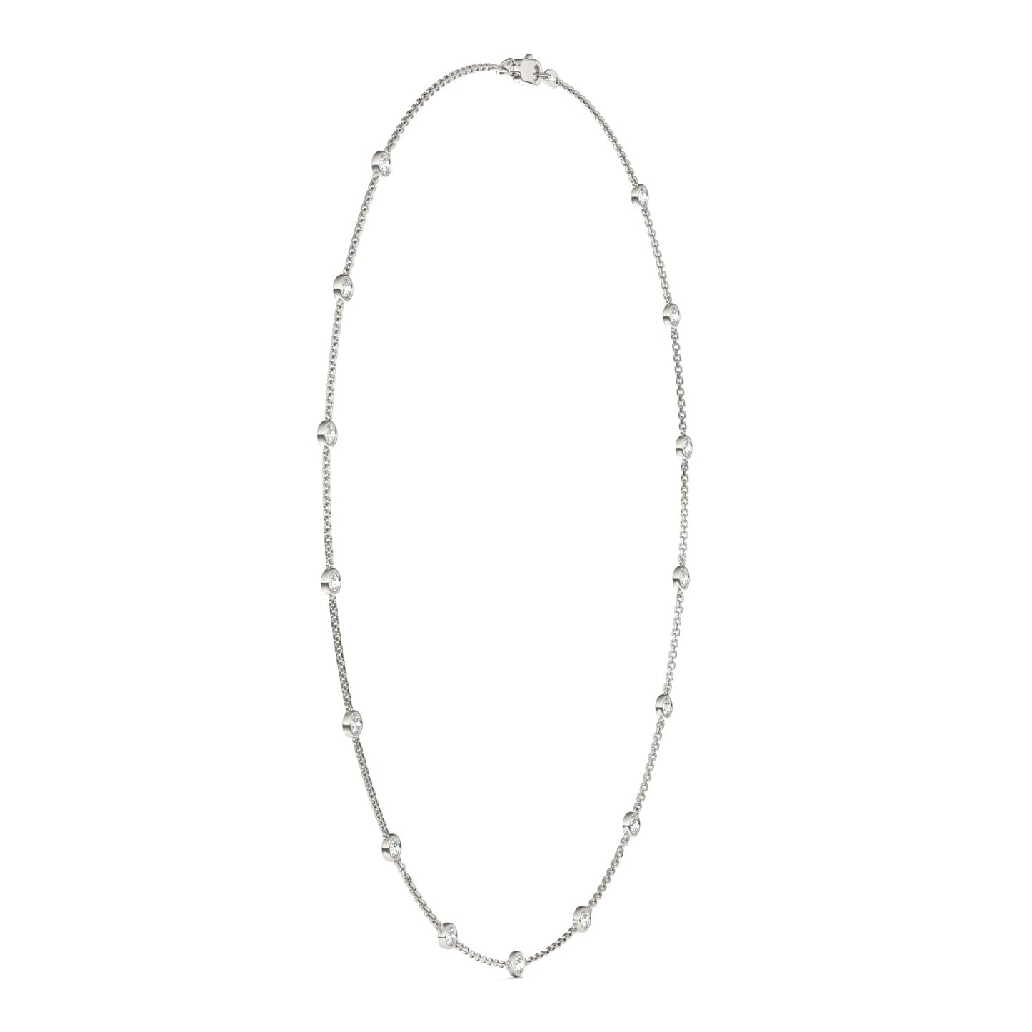 1.50 CTW DEW Round Moissanite Fifteen-Stone Station Necklace in Sterling Silver