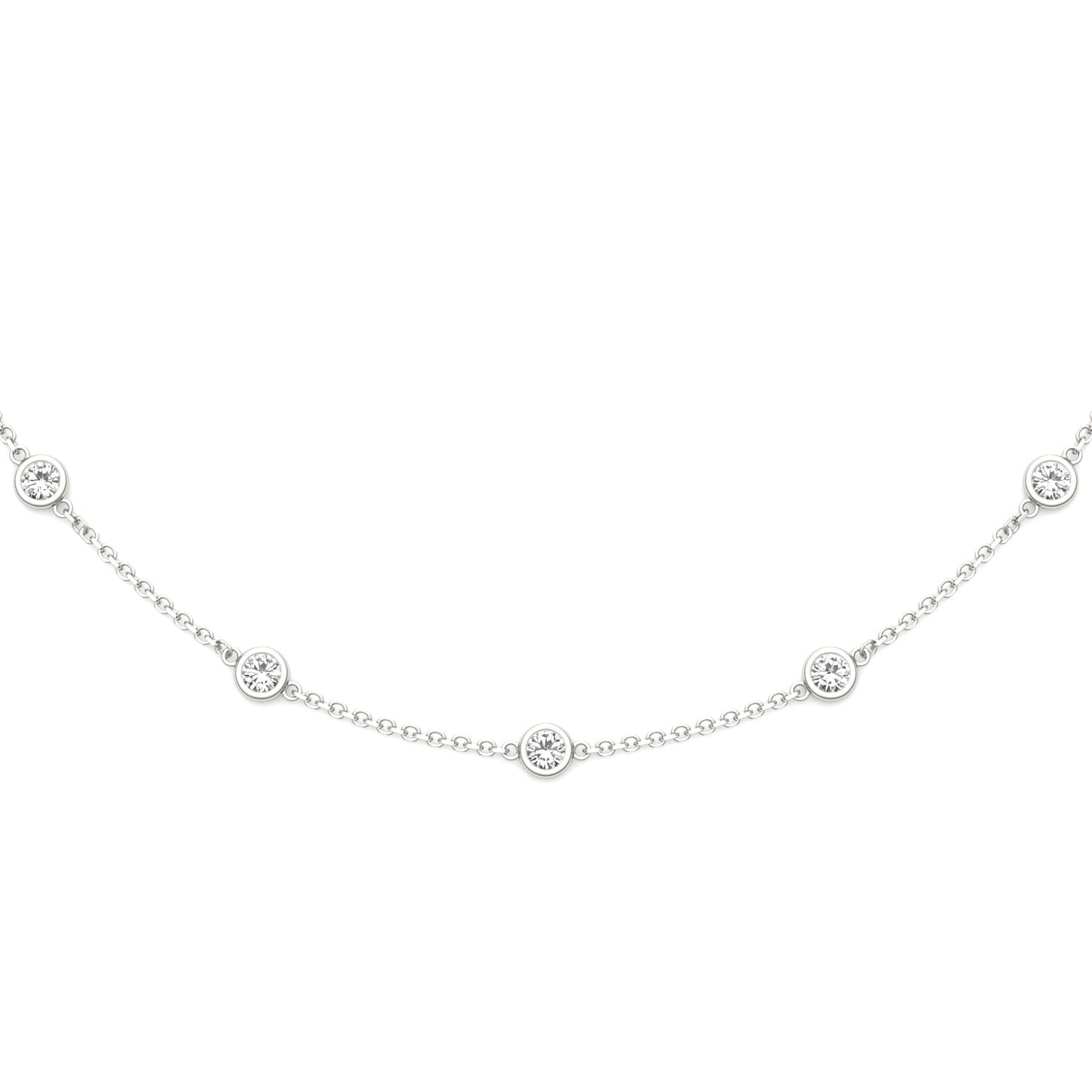 1.50 CTW DEW Round Moissanite Fifteen-Stone Station Necklace in Sterling Silver