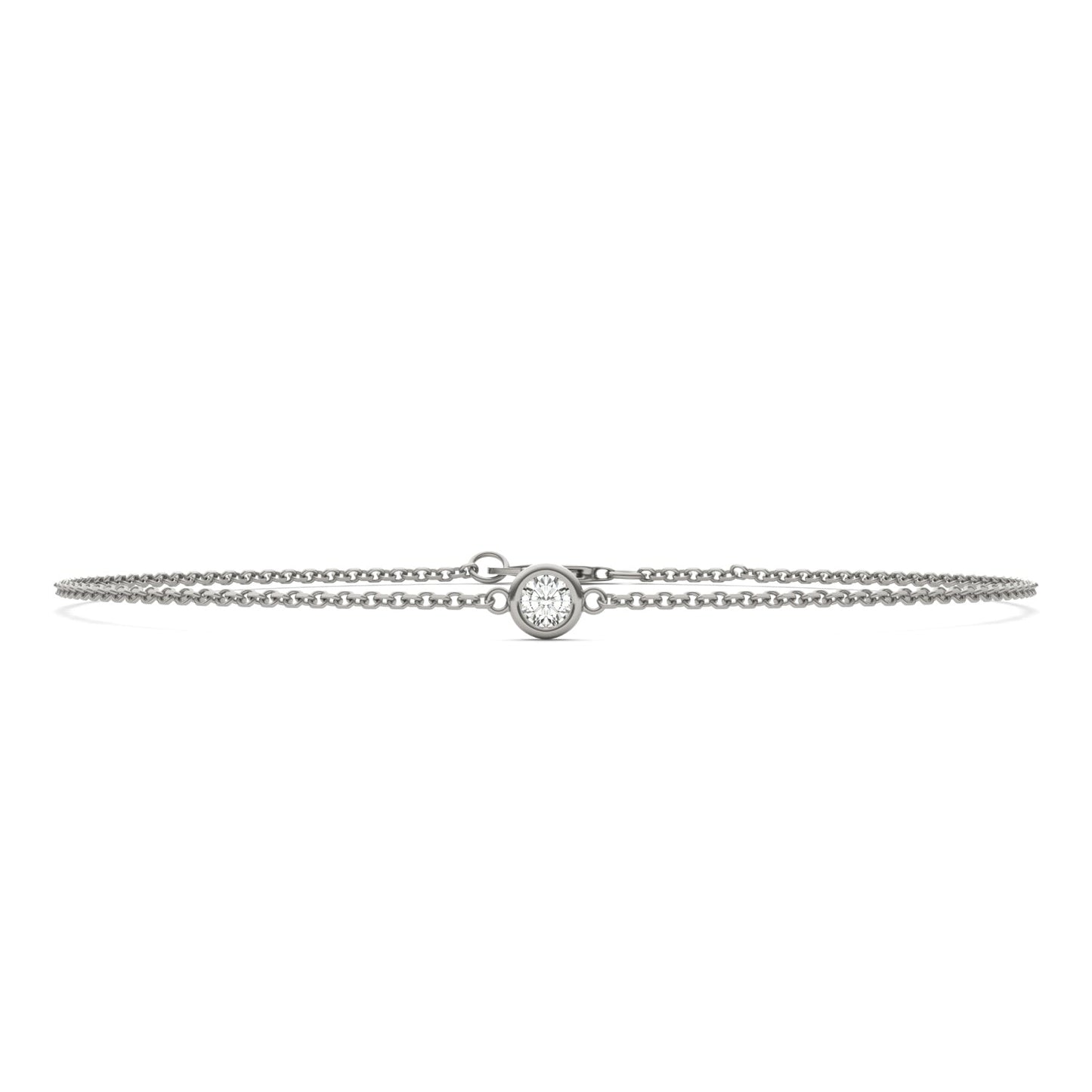 0.10 CTW DEW Round Moissanite Single Stone Station Bracelet in Sterling Silver