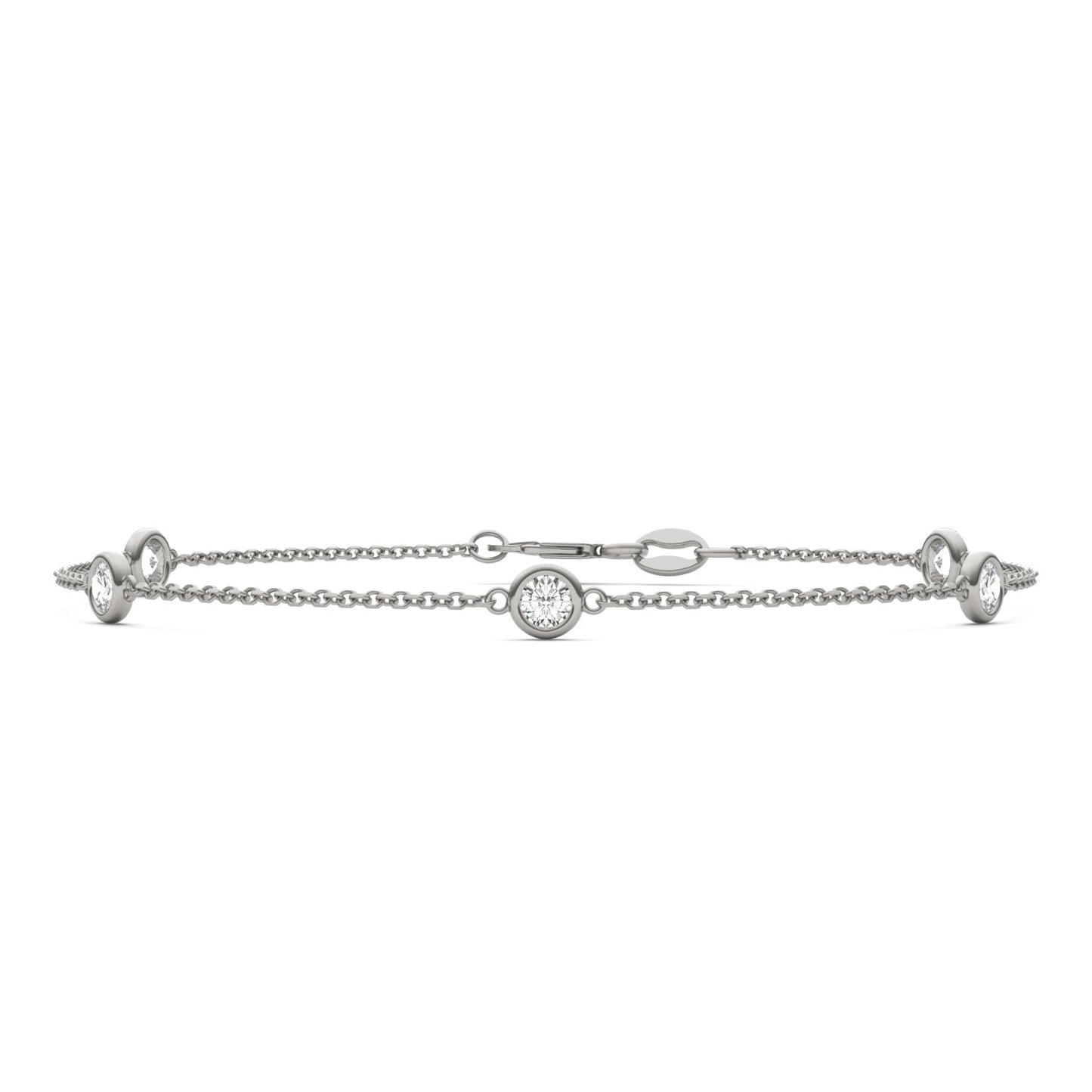 0.50 CTW DEW Round Moissanite 5-Stone Station Bracelet in Sterling Silver