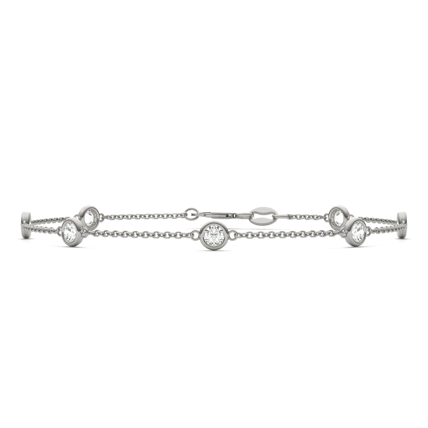 0.70 CTW DEW Round Moissanite 7-Stone Station Bracelet in Sterling Silver