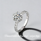 2CT Moissanite Ring – 925 Sterling Silver, 6-Prong “Honeycomb” Band, GRA Certified