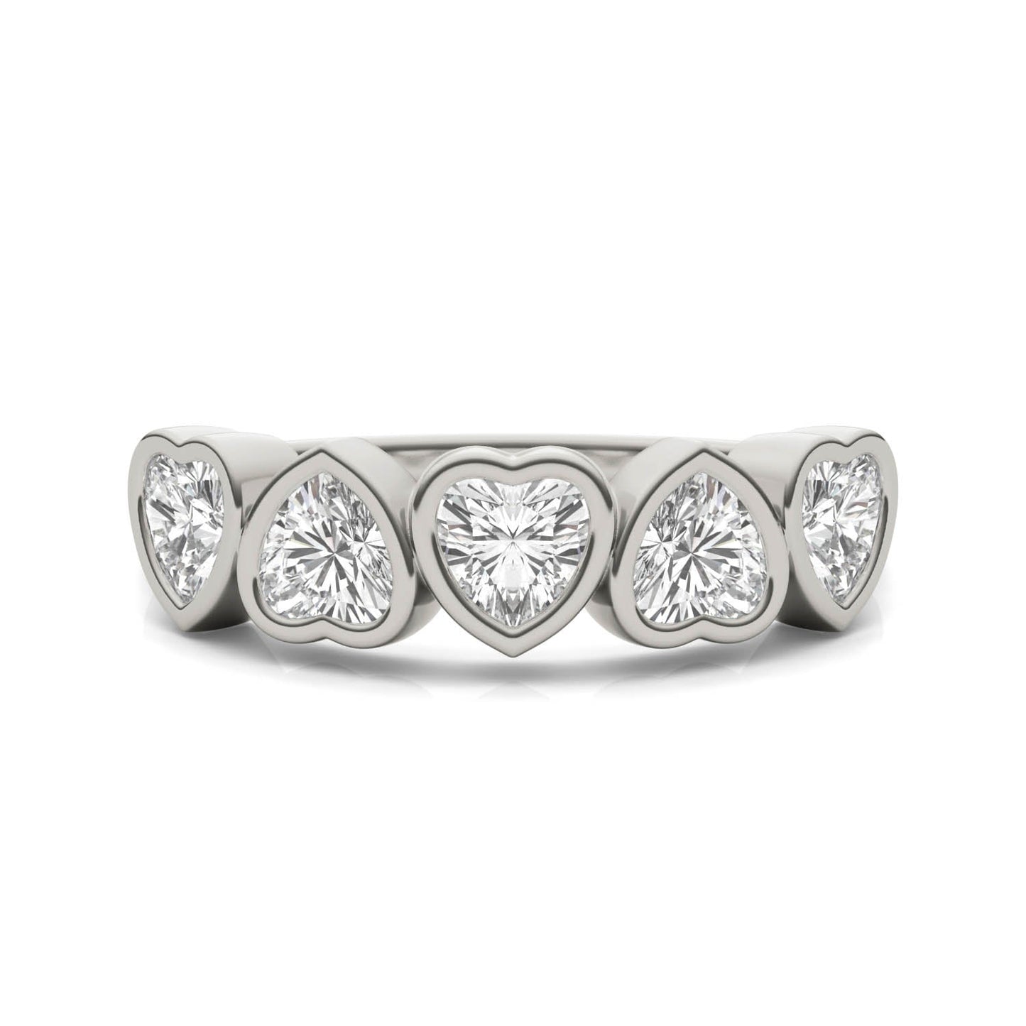 1.15 CTW DEW Heart Moissanite Five-Stone Band in Sterling Silver