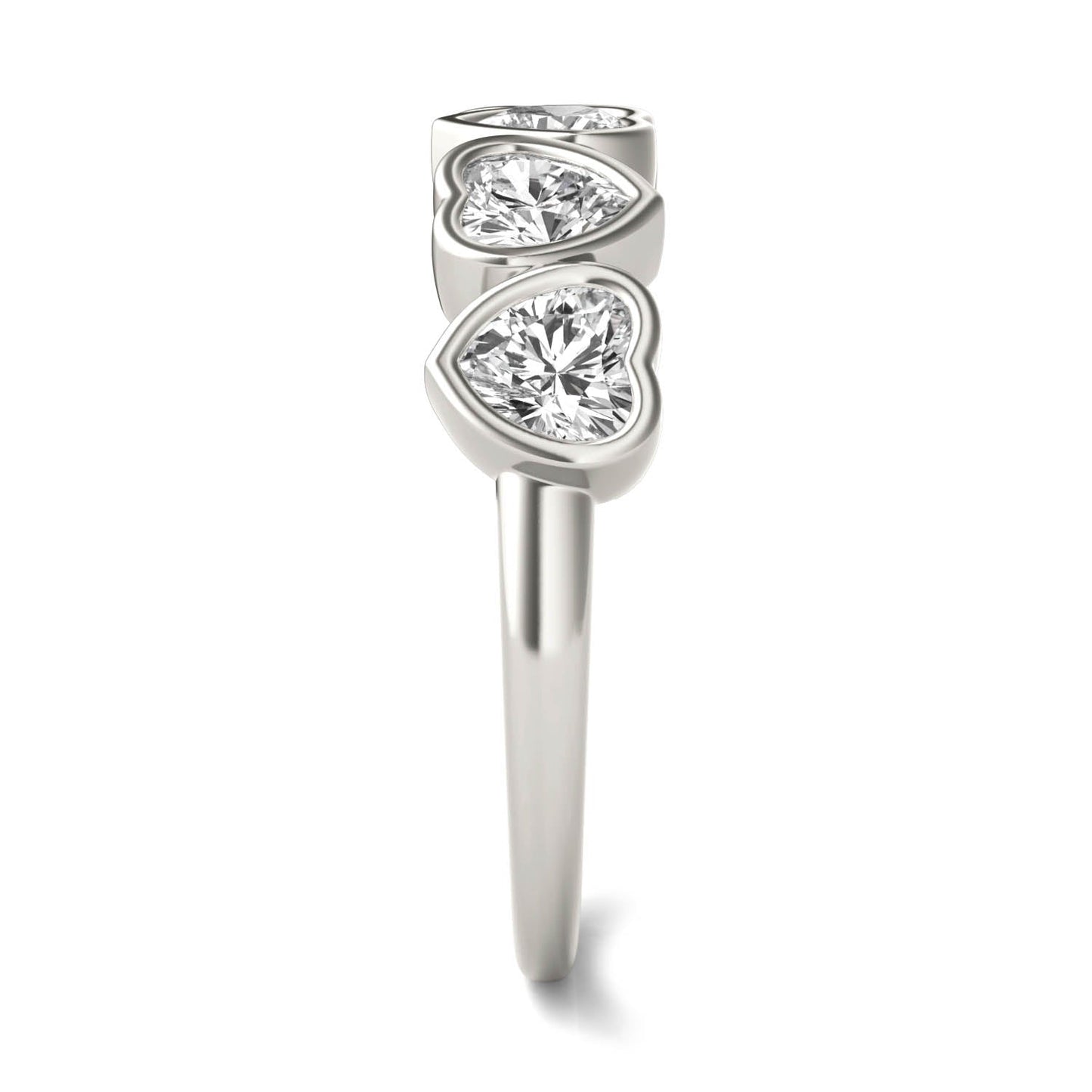 1.15 CTW DEW Heart Moissanite Five-Stone Band in Sterling Silver