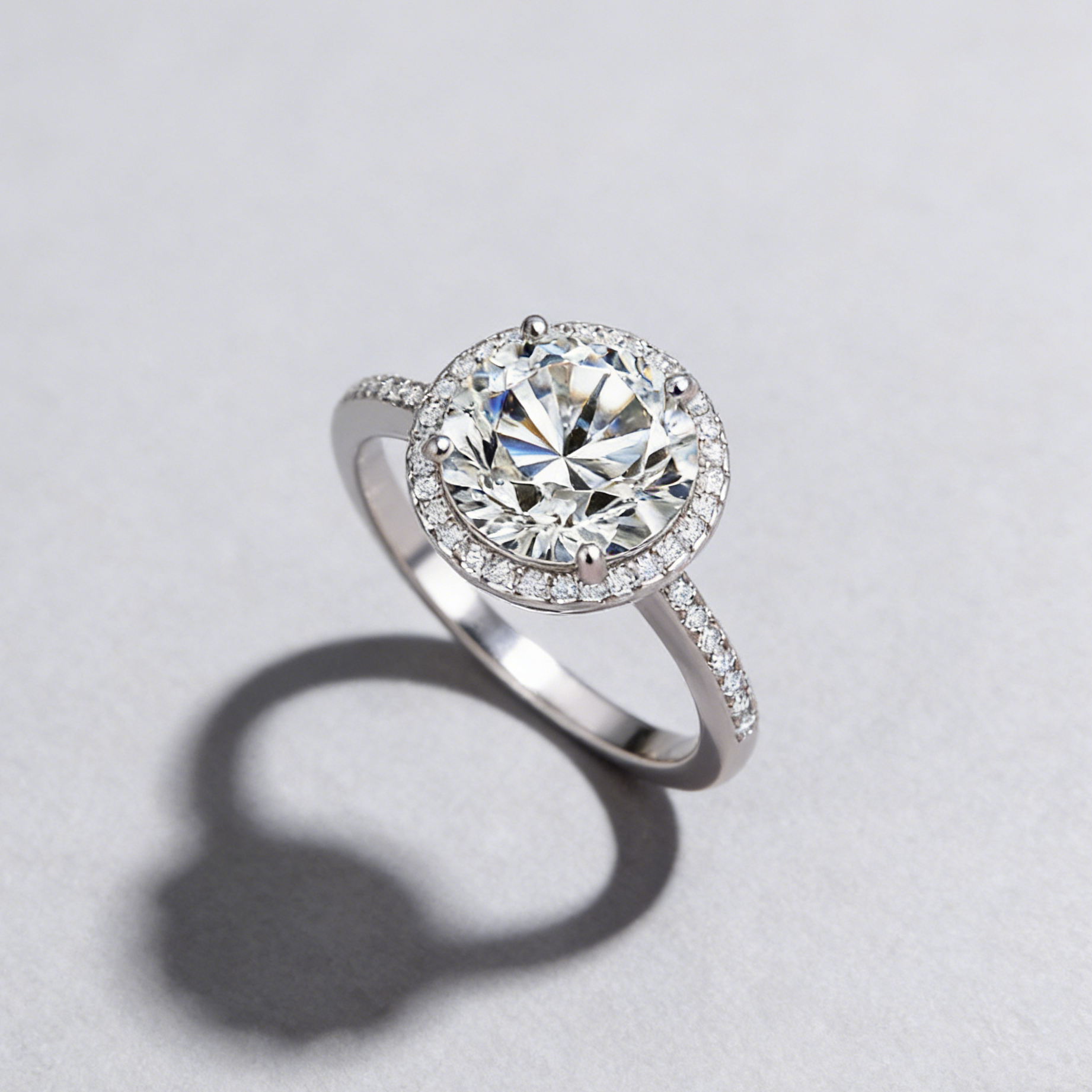 2CT Halo Moissanite Ring with 925 Silver, Classic 4-Prong Engagement & Anniversary Jewelry for Her