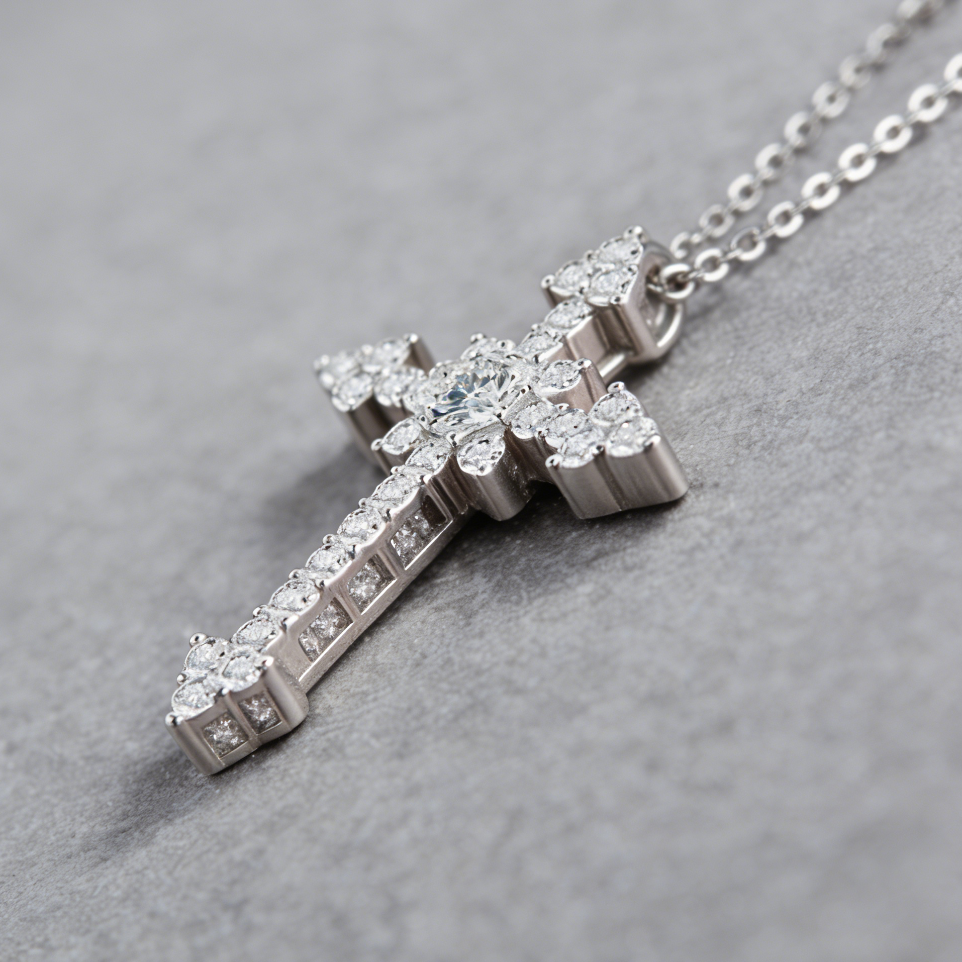 Moissanite Cross Necklace – 925 Sterling Silver, GRA Certified, Adjustable Chain (41–50cm)