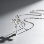 Moissanite Cross Necklace – 925 Sterling Silver, GRA Certified, Adjustable Chain (41–50cm)