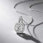 2CT Moissanite Pendant Necklace – 925 Silver Necklace, Adjustable O-Chain (41–50cm), GRA Certified