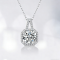 2CT Moissanite Pendant Necklace – 925 Silver Necklace, Adjustable O-Chain (41–50cm), GRA Certified
