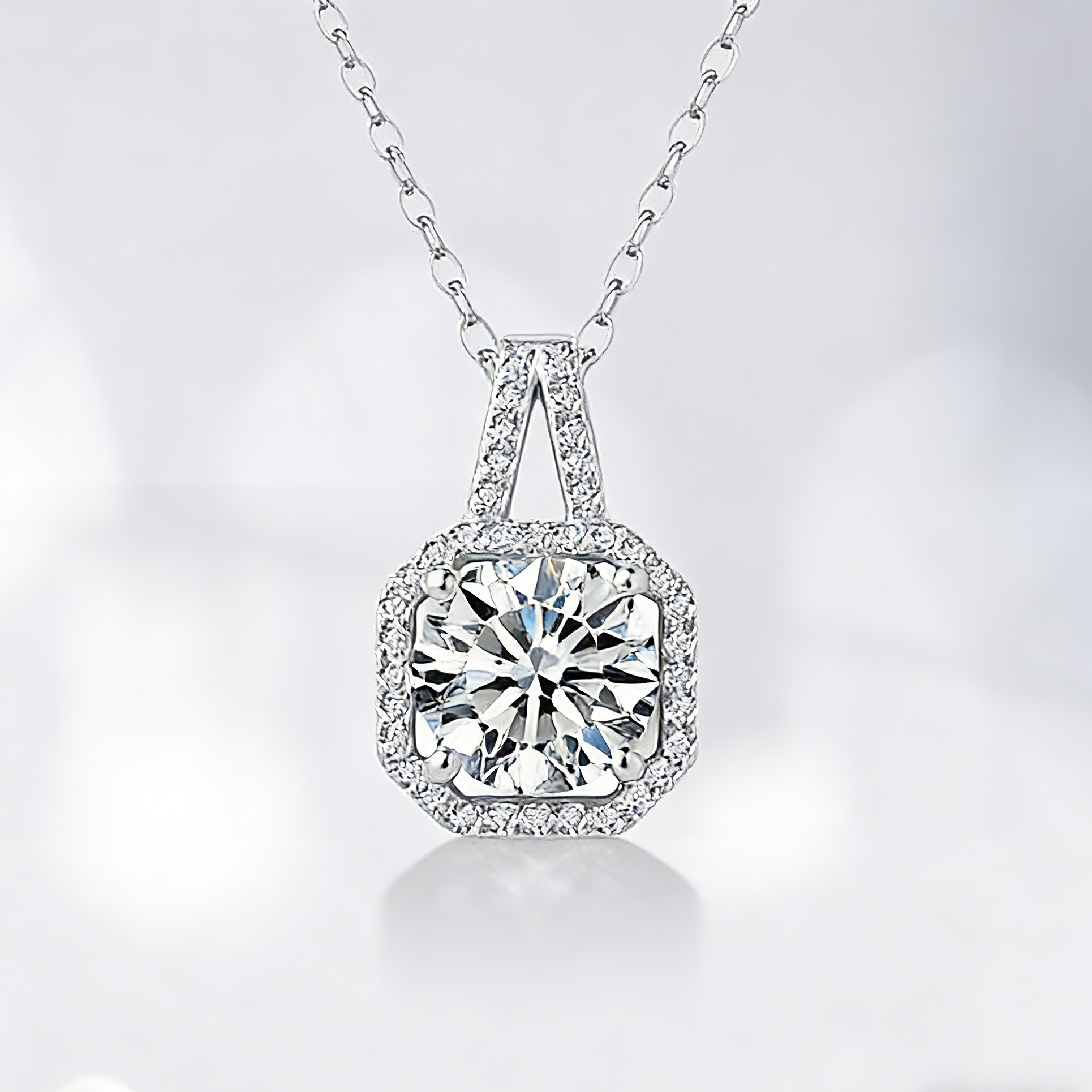 2CT Moissanite Pendant Necklace – 925 Silver Necklace, Adjustable O-Chain (41–50cm), GRA Certified