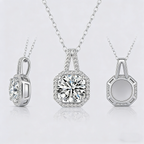 2CT Moissanite Pendant Necklace – 925 Silver Necklace, Adjustable O-Chain (41–50cm), GRA Certified