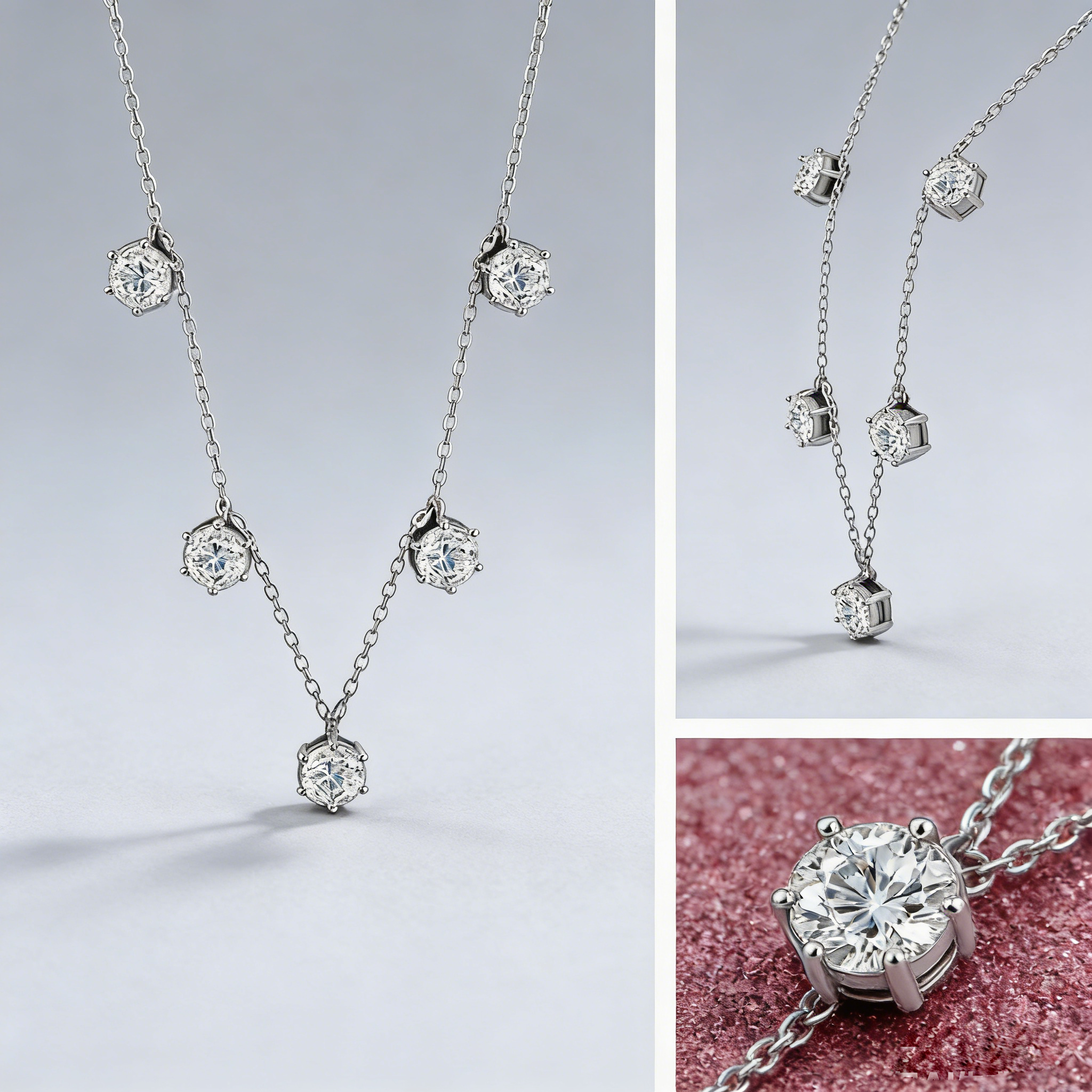 GRA Certified Moissanite Necklace – 925 Sterling Silver, 2.5CT 6-Prong Star Pendants, Ultra-Lightweight Collarbone necklace for Women