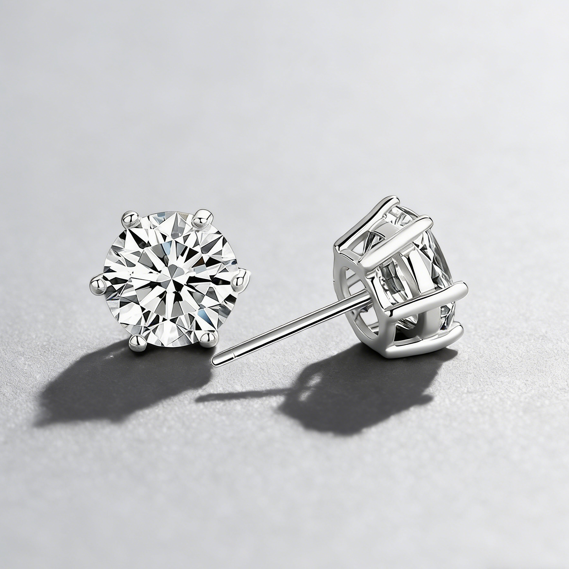 Moissanite Stud Earrings – 925 Sterling Silver, 6-Prong Setting, GRA Certified