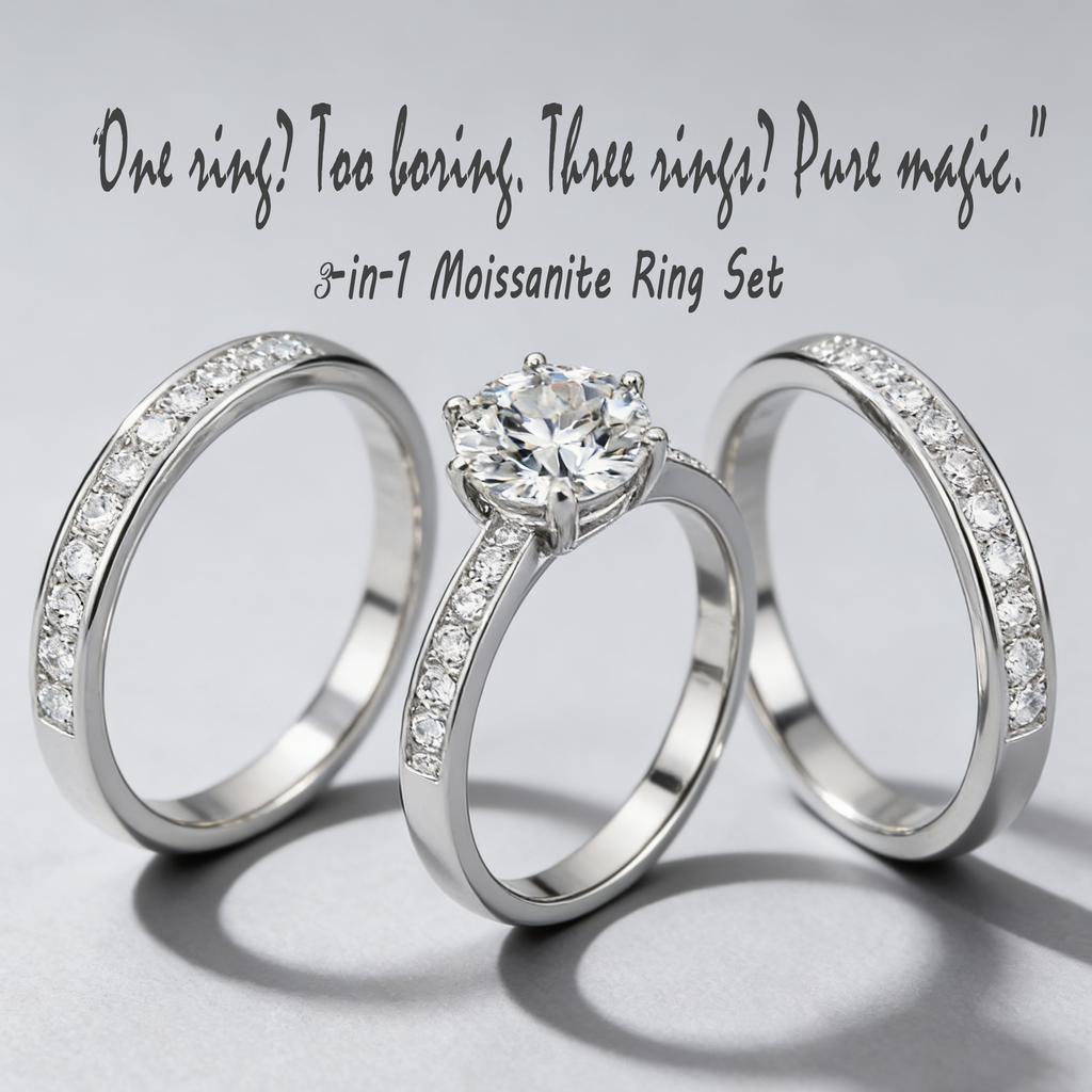 3-in-1 2CT Moissanite Ring Set – 925 Sterling Silver, GRA Certified, Stackable Luxury