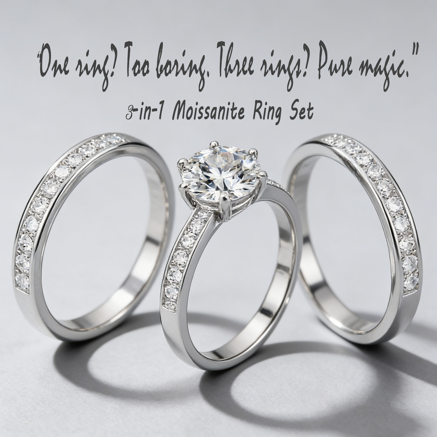 3-in-1 2CT Moissanite Ring Set – 925 Sterling Silver, GRA Certified, Stackable Luxury