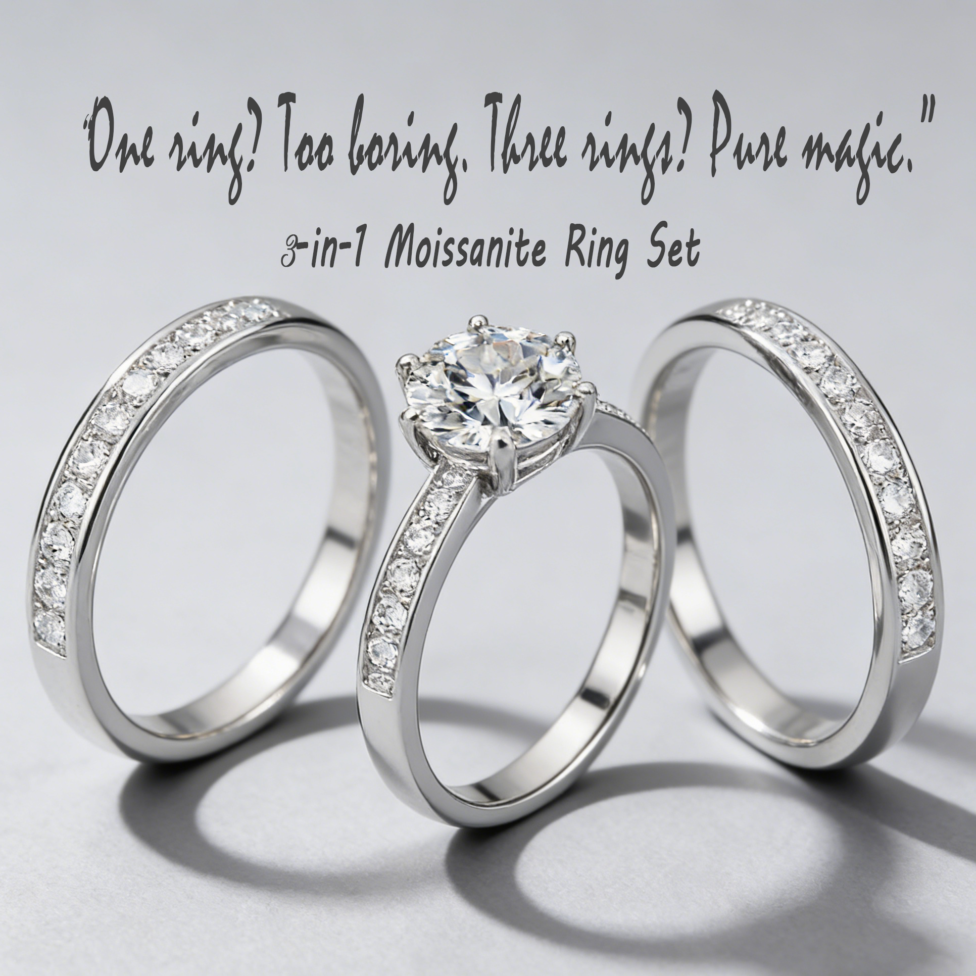 3-in-1 2CT Moissanite Ring Set – 925 Sterling Silver, GRA Certified, Stackable Luxury