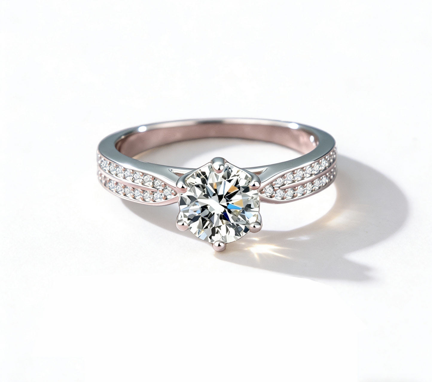 Starlight Queen Moissanite Ring – 925 Sterling Silver, 6-Prong Setting, GRA Certified