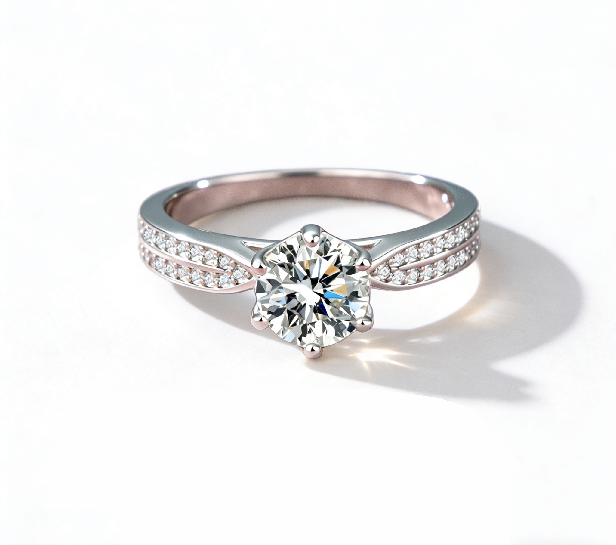 Starlight Queen Moissanite Ring – 925 Sterling Silver, 6-Prong Setting, GRA Certified