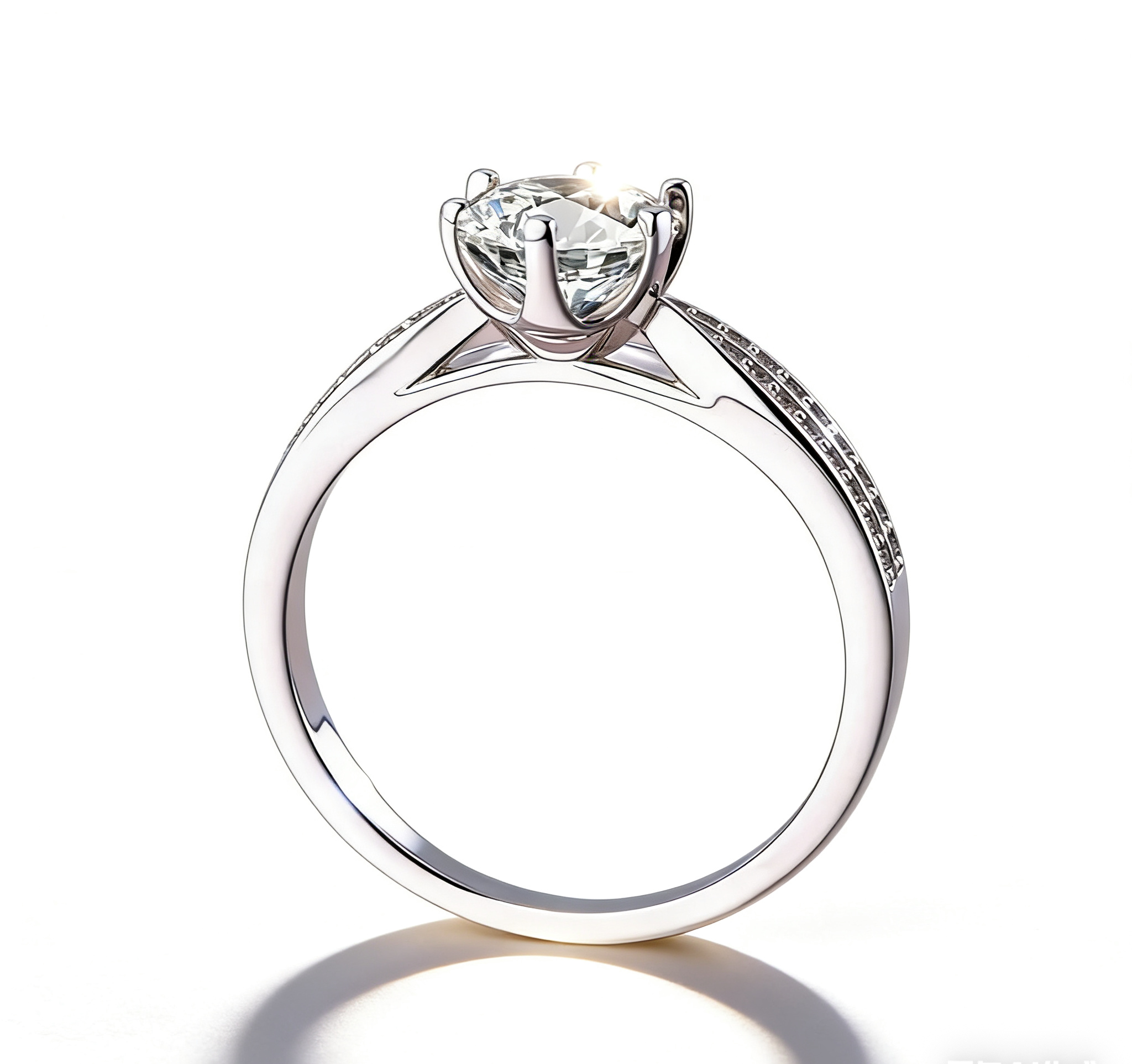 Starlight Queen Moissanite Ring – 925 Sterling Silver, 6-Prong Setting, GRA Certified