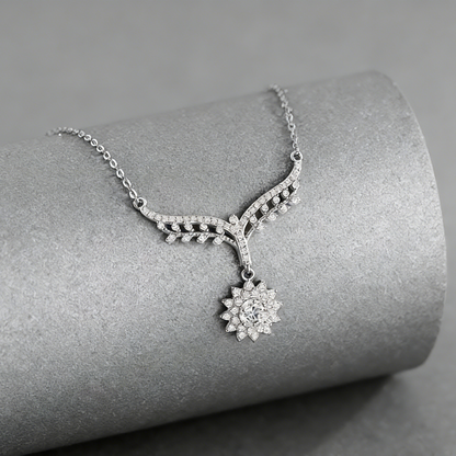 Moissanite Necklace – 925 Sterling Silver, GRA Certified, Adjustable Chain