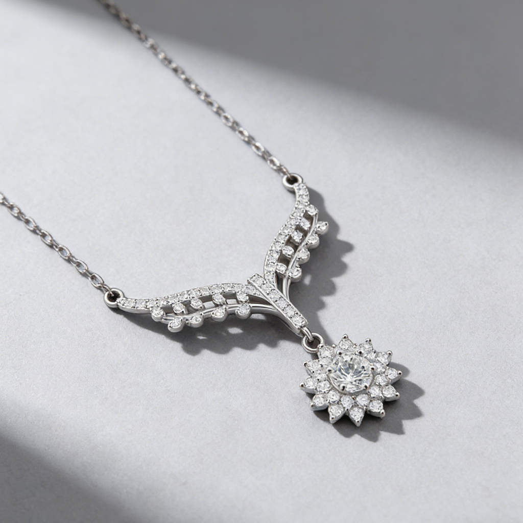 Moissanite Necklace – 925 Sterling Silver, GRA Certified, Adjustable Chain