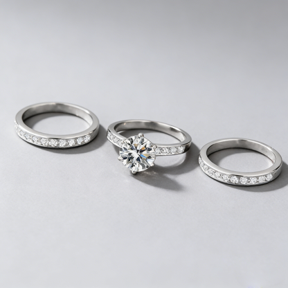 3-in-1 2CT Moissanite Ring Set – 925 Sterling Silver, GRA Certified, Stackable Luxury