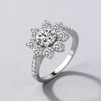 1 Carat Sunflower Moissanite Ring in 925 Sterling Silver – Romantic Floral Design