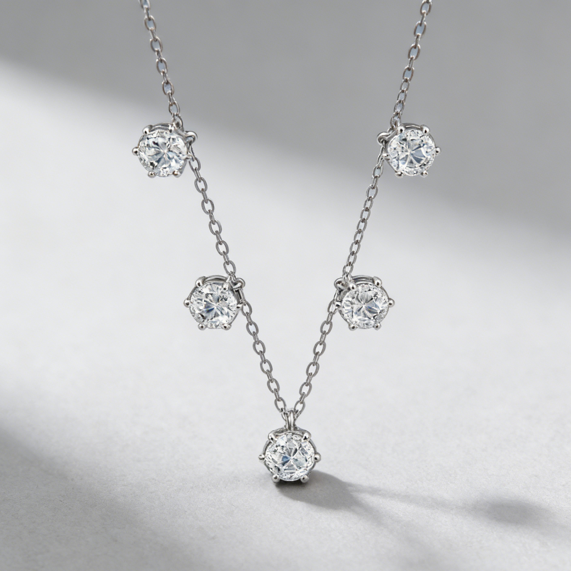 GRA Certified Moissanite Necklace – 925 Sterling Silver, 2.5CT 6-Prong Star Pendants, Ultra-Lightweight Collarbone necklace for Women