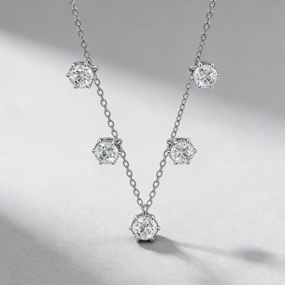 GRA Certified Moissanite Necklace – 925 Sterling Silver, 2.5CT 6-Prong Star Pendants, Ultra-Lightweight Collarbone necklace for Women
