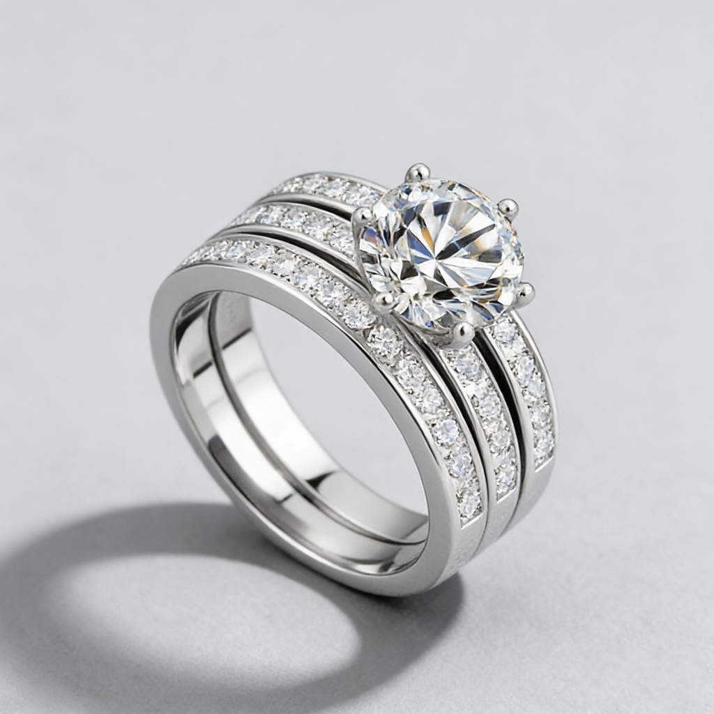 3-in-1 2CT Moissanite Ring Set – 925 Sterling Silver, GRA Certified, Stackable Luxury