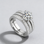 3-in-1 2CT Moissanite Ring Set – 925 Sterling Silver, GRA Certified, Stackable Luxury