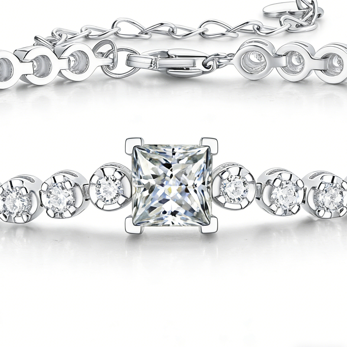 1CT Moissanite Cube Bracelet S925 Sterling Silver