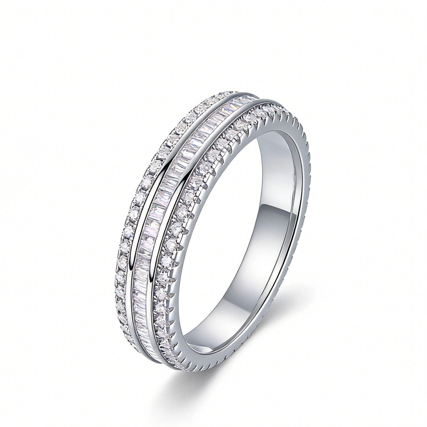 Triple Row Moissanite Ring  S925 Sterling Silver-