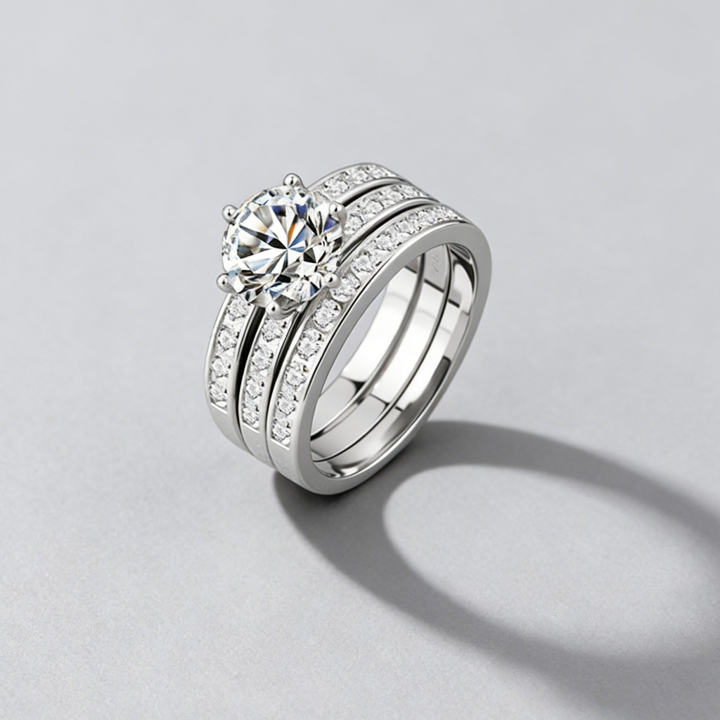 3-in-1 2CT Moissanite Ring Set – 925 Sterling Silver, GRA Certified, Stackable Luxury