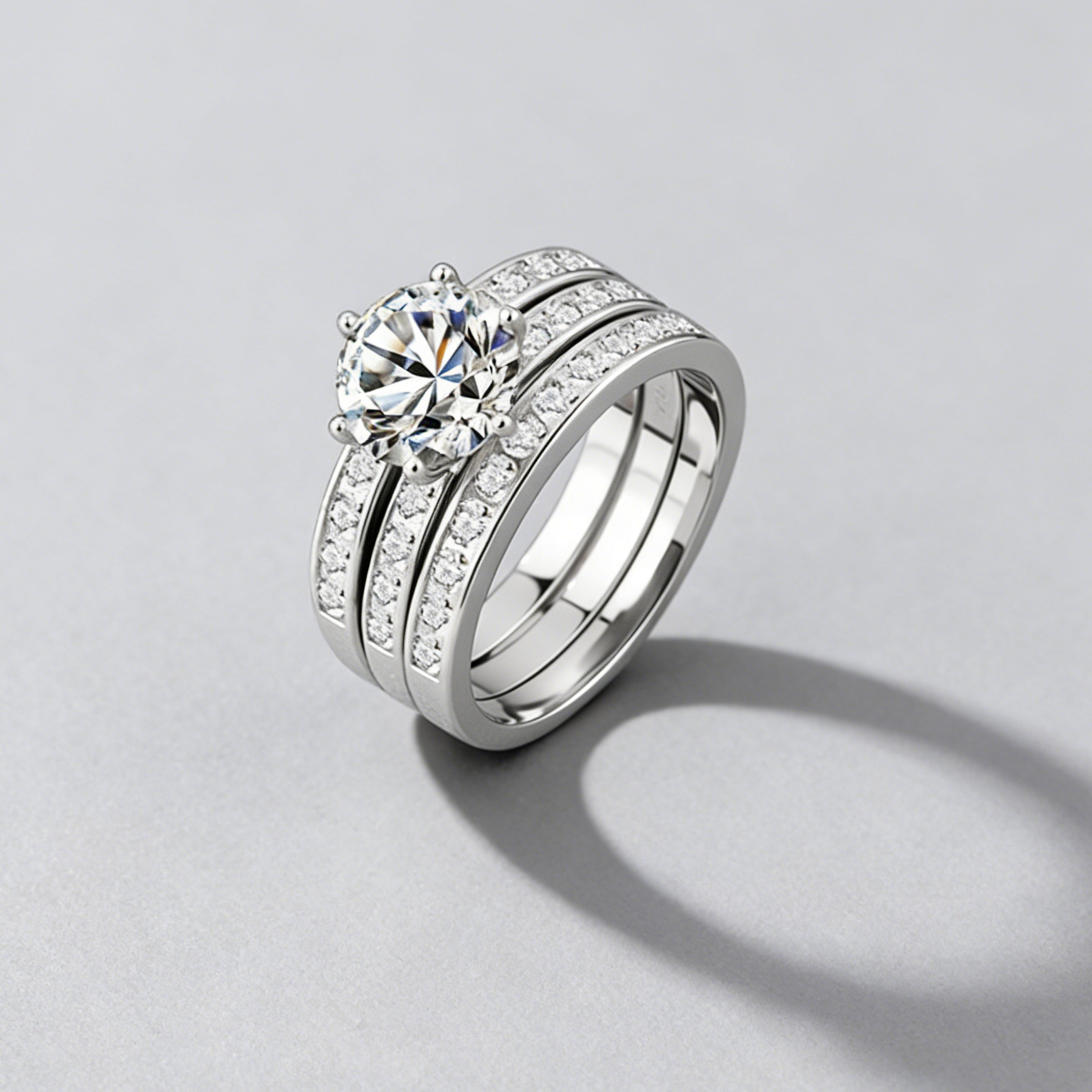 3-in-1 2CT Moissanite Ring Set – 925 Sterling Silver, GRA Certified, Stackable Luxury