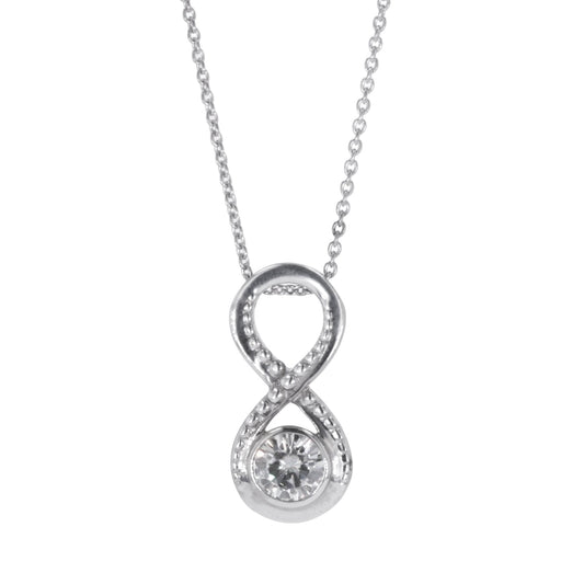 0.80 CTW DEW Round Moissanite Infinity Pendant in Sterling Silver