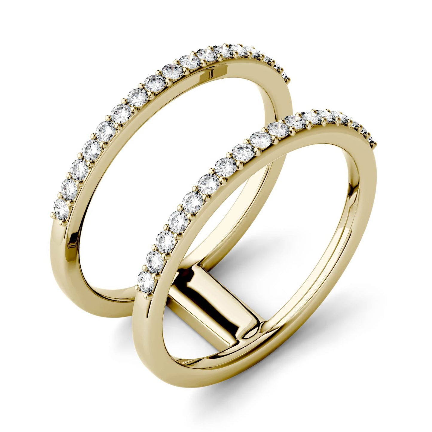0.34 CTW DEW Moissanite Double Row Fashion Ring in 14K Yellow Gold