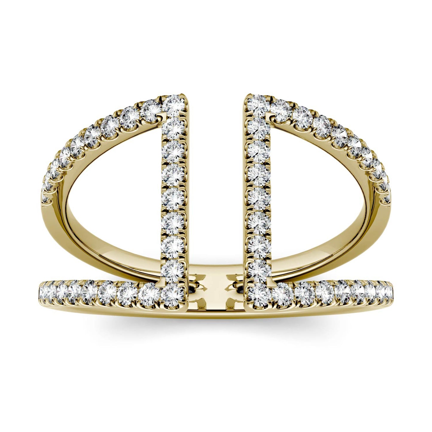 0.54 CTW DEW Geometric Moissanite Open Fashion Ring in 14K Yellow Gold