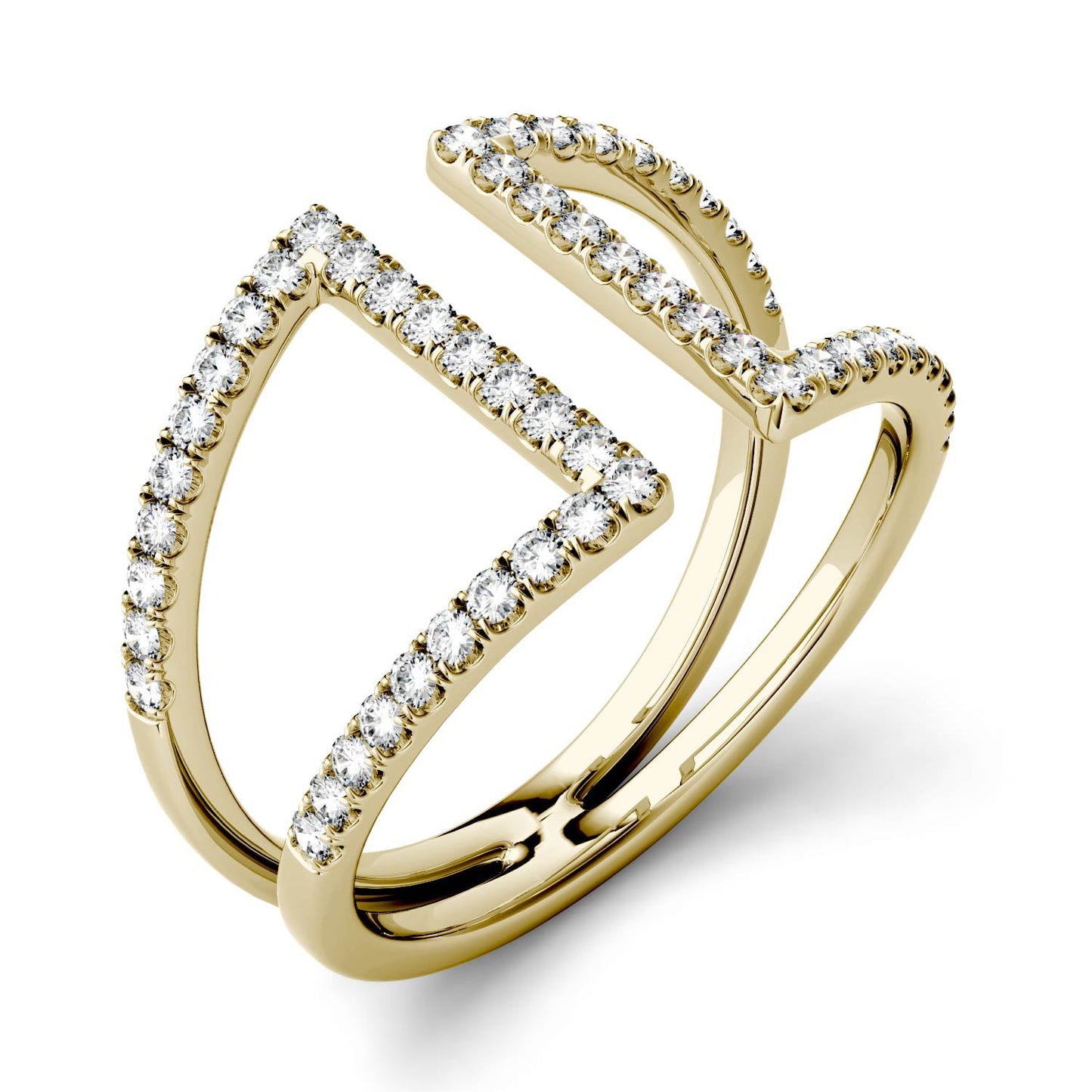0.54 CTW DEW Geometric Moissanite Open Fashion Ring in 14K Yellow Gold
