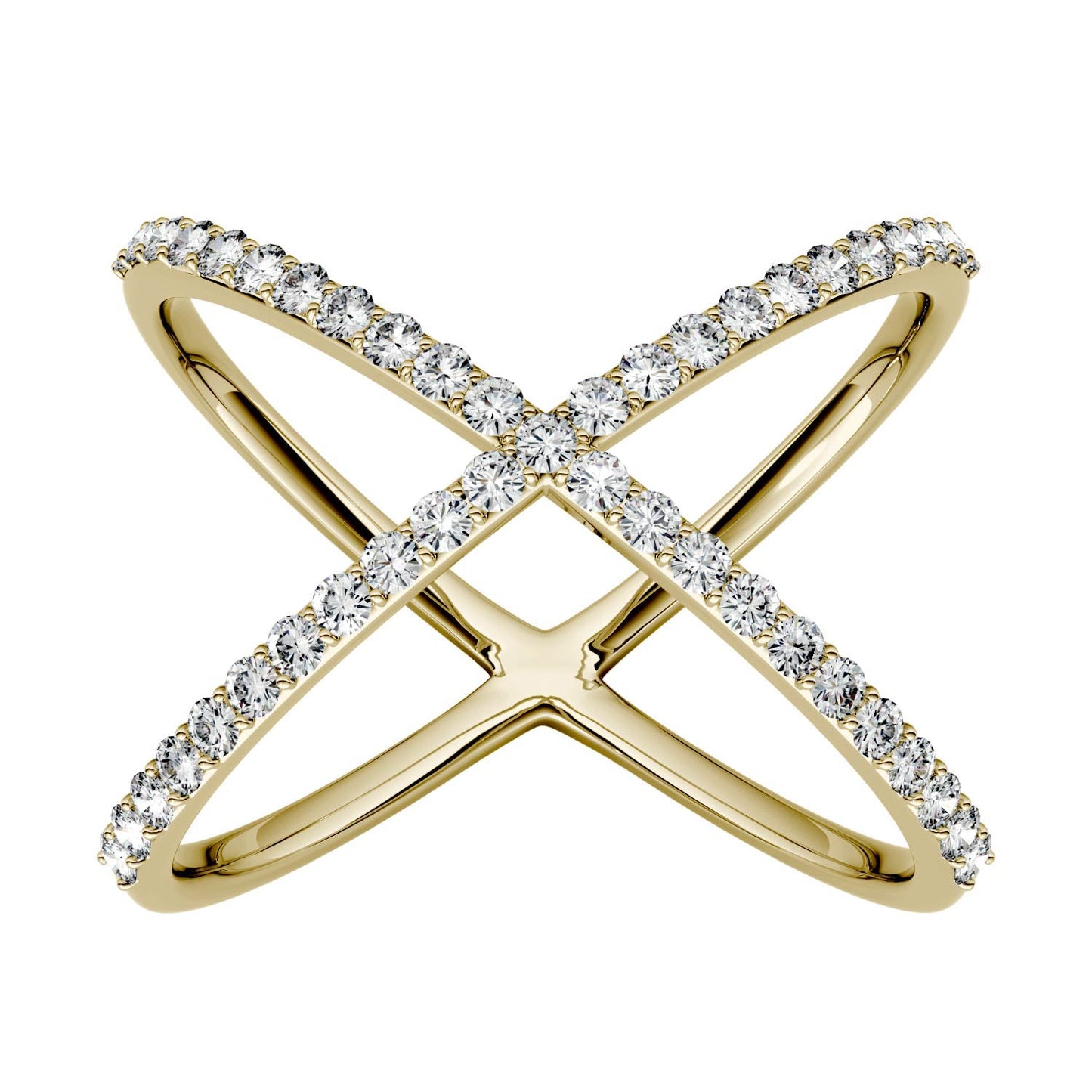 0.45 CTW DEW Crossover Moissanite Fashion Ring in 14K Yellow Gold