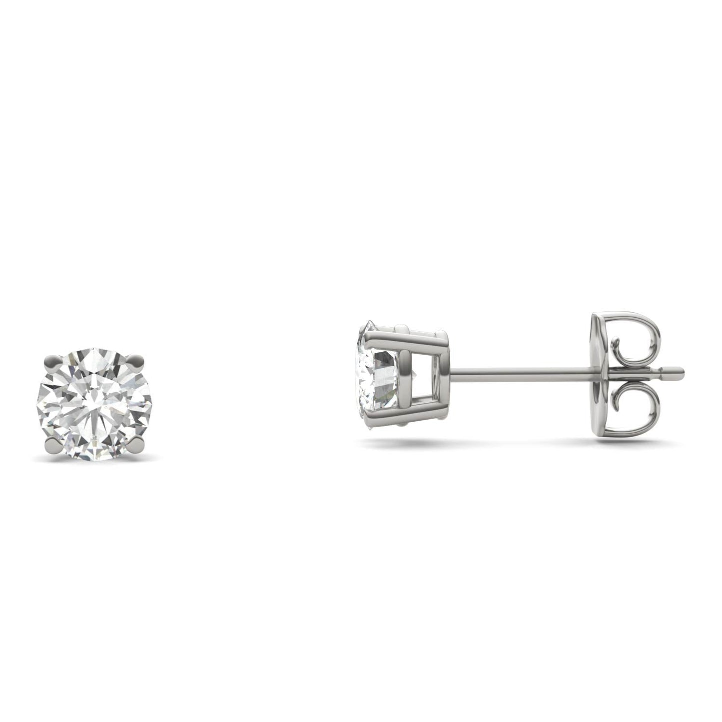 1.00 CTW DEW Round Moissanite Solitaire Stud Earrings in Sterling Silver