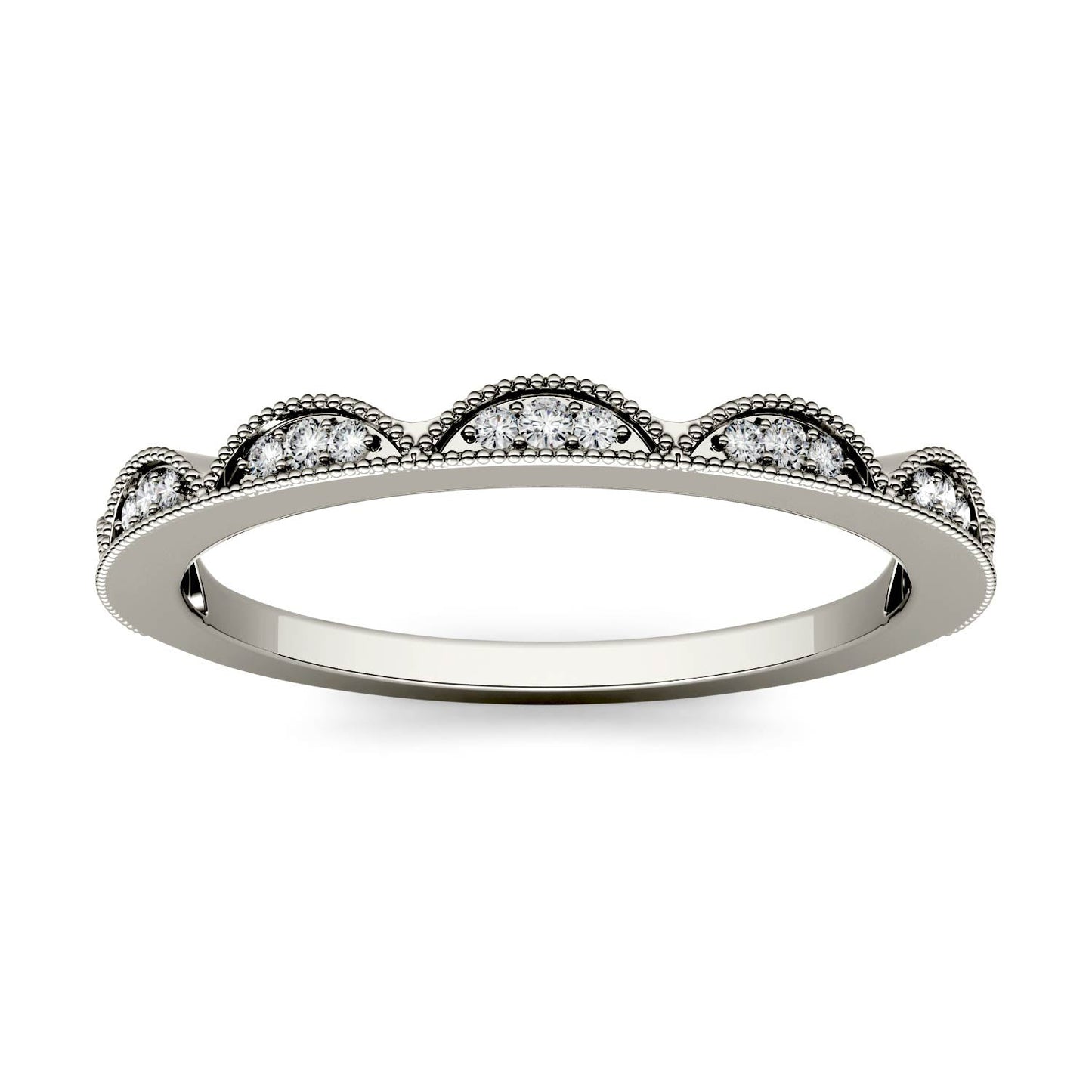 0.13 CTW DEW Moissanite Half Moon Stacker Band in 14K White Gold