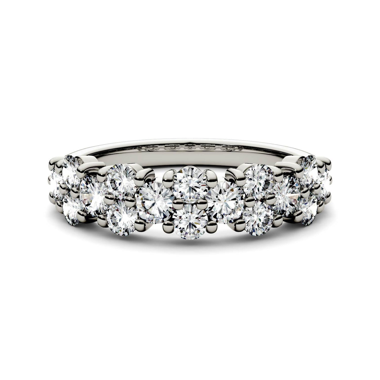 1.20 CTW DEW Round Moissanite Fashion Ring in 14K White Gold