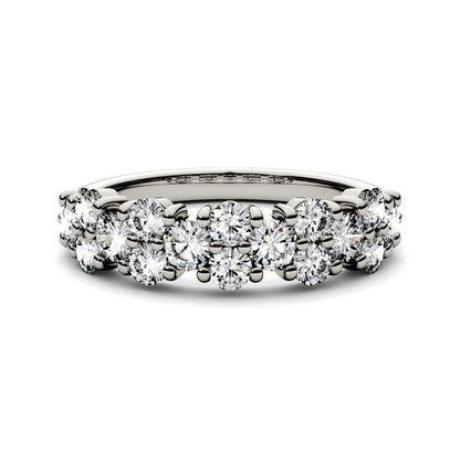 1.20 CTW DEW Round Moissanite Fashion Ring in 14K White Gold