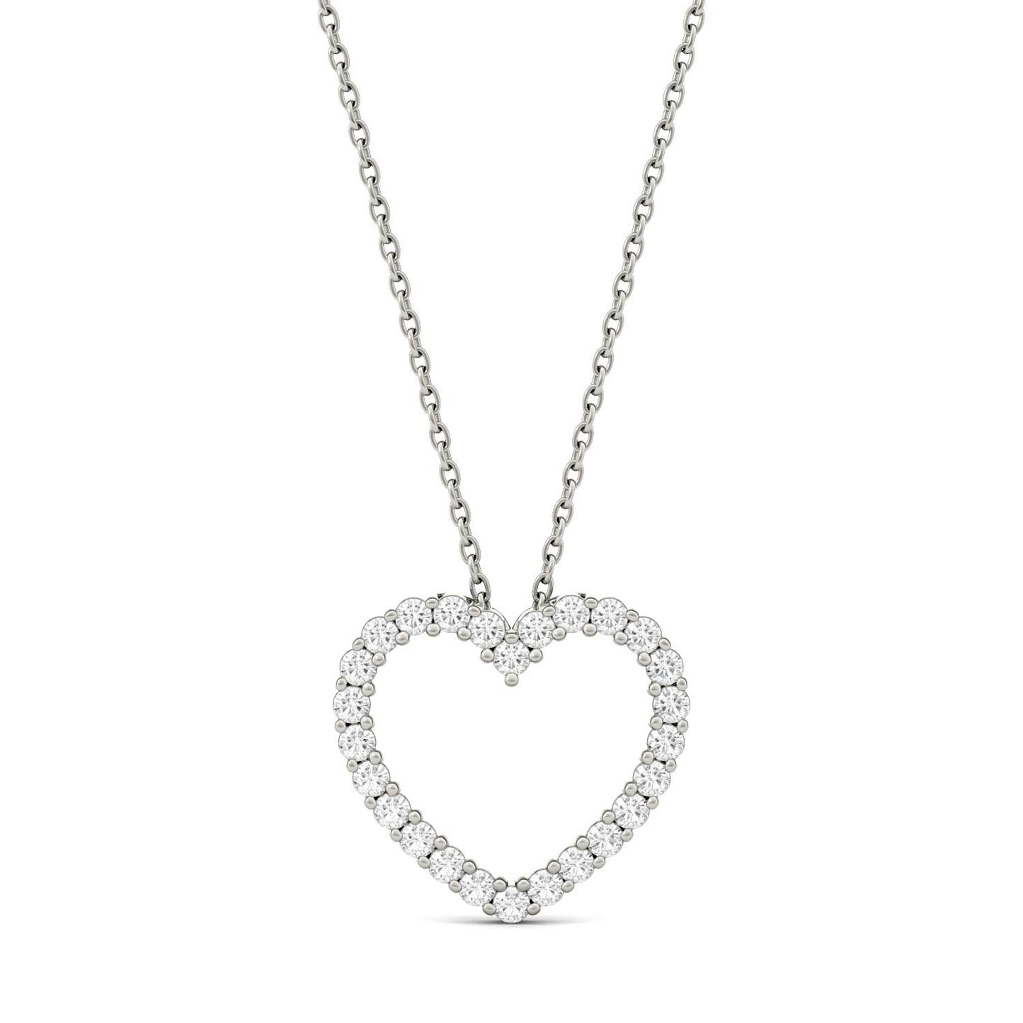 0.39 CTW DEW Moissanite Open Heart Pendant in 14K White Gold