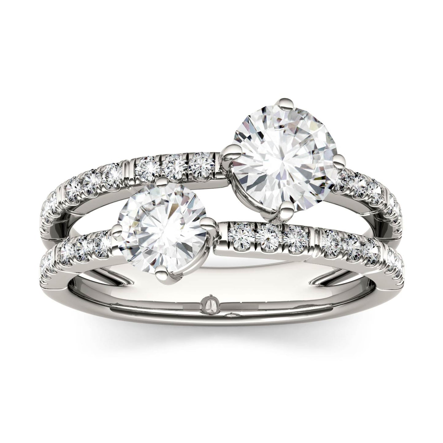 1.60 CTW DEW Round Moissanite Fashion Ring in 14K White Gold