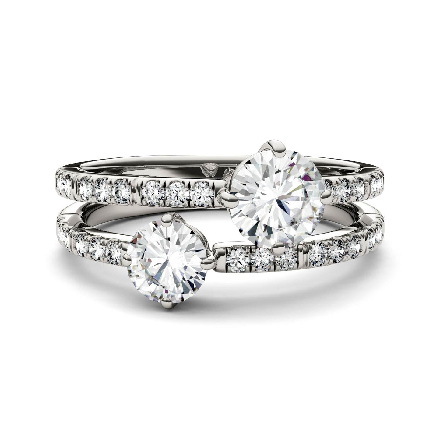 1.60 CTW DEW Round Moissanite Fashion Ring in 14K White Gold