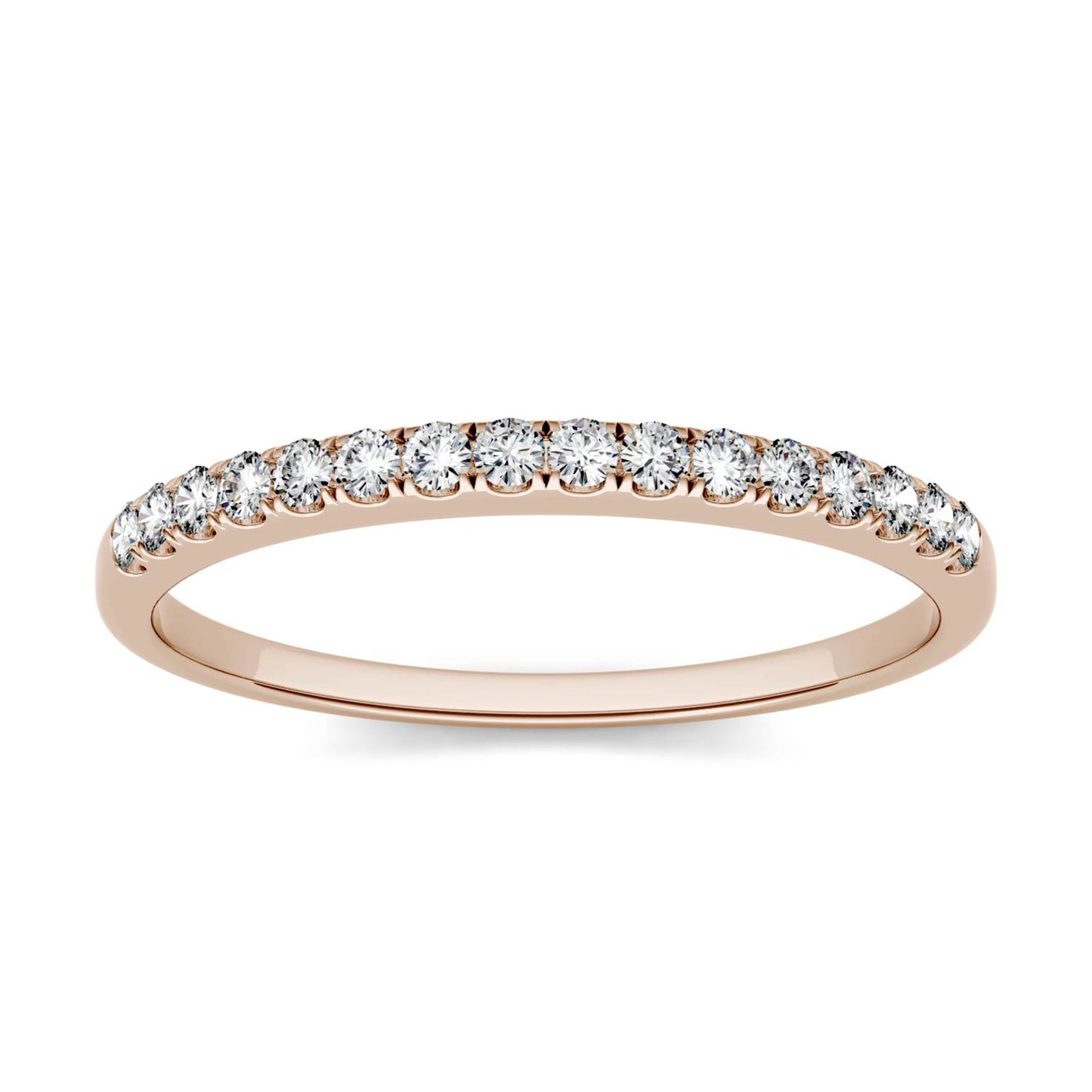 0.16 CTW DEW Round Moissanite Band in 14K Rose Gold