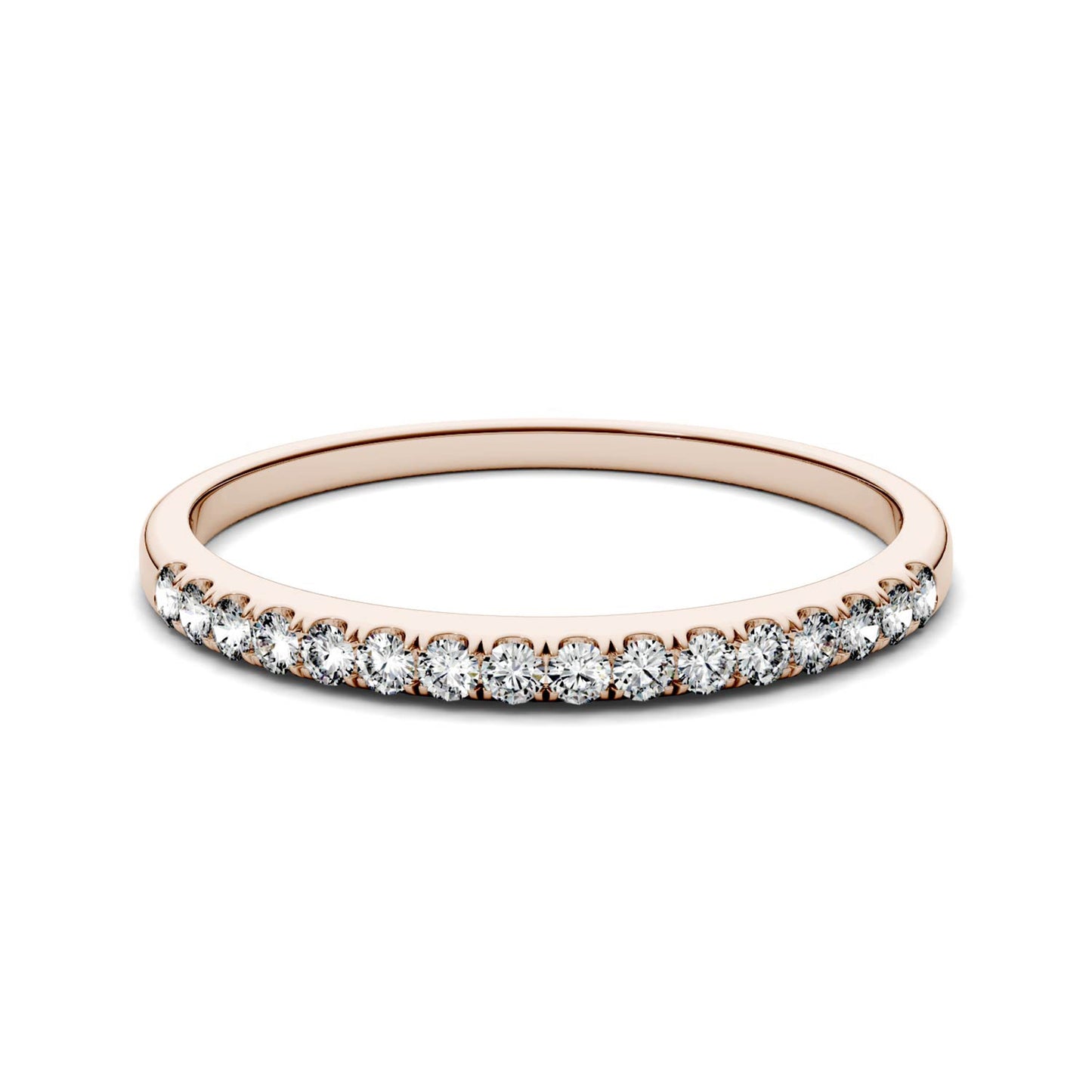 0.16 CTW DEW Round Moissanite Band in 14K Rose Gold